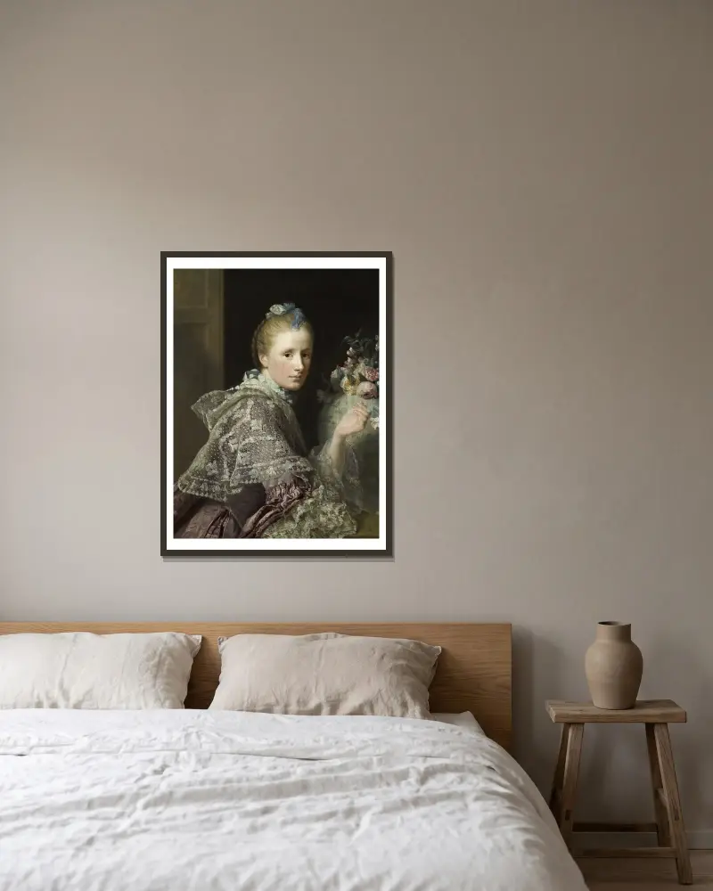 The Artist’s Wife, Margaret Lindsay of Evelick av Allan Ramsay inramad på en vägg