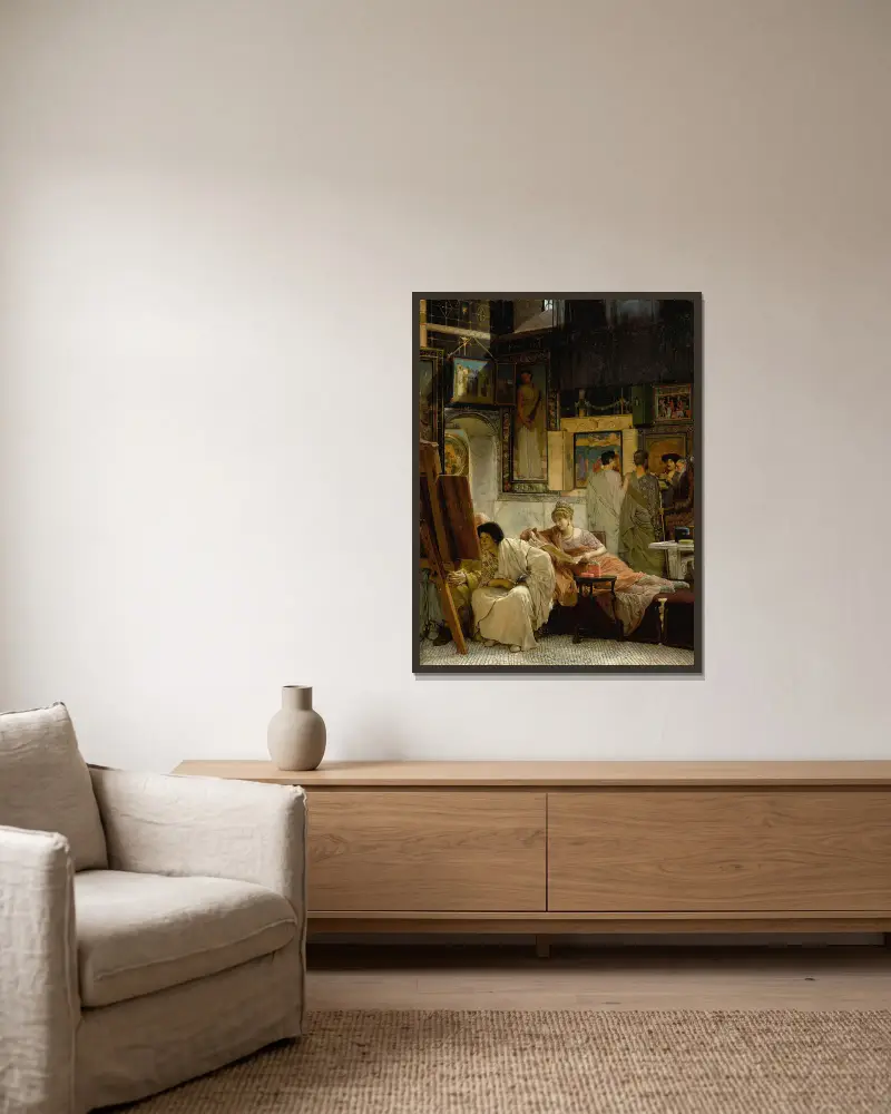 A Picture Gallery av Lawrence Alma-Tadema inramad på en vägg