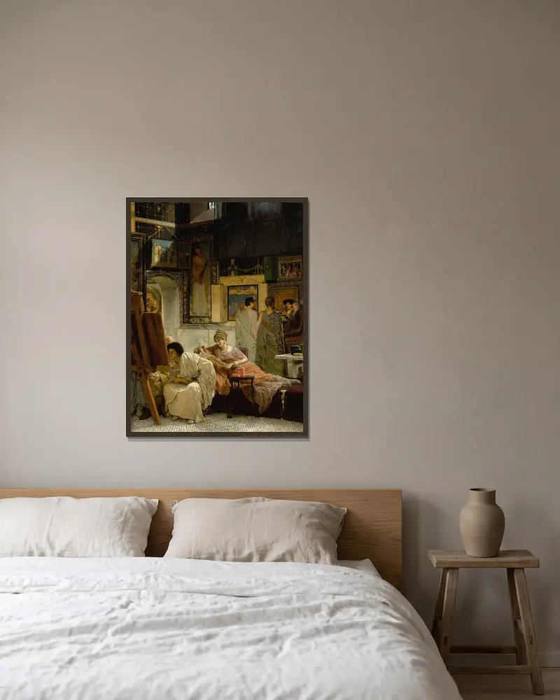 A Picture Gallery av Lawrence Alma-Tadema inramad på en vägg