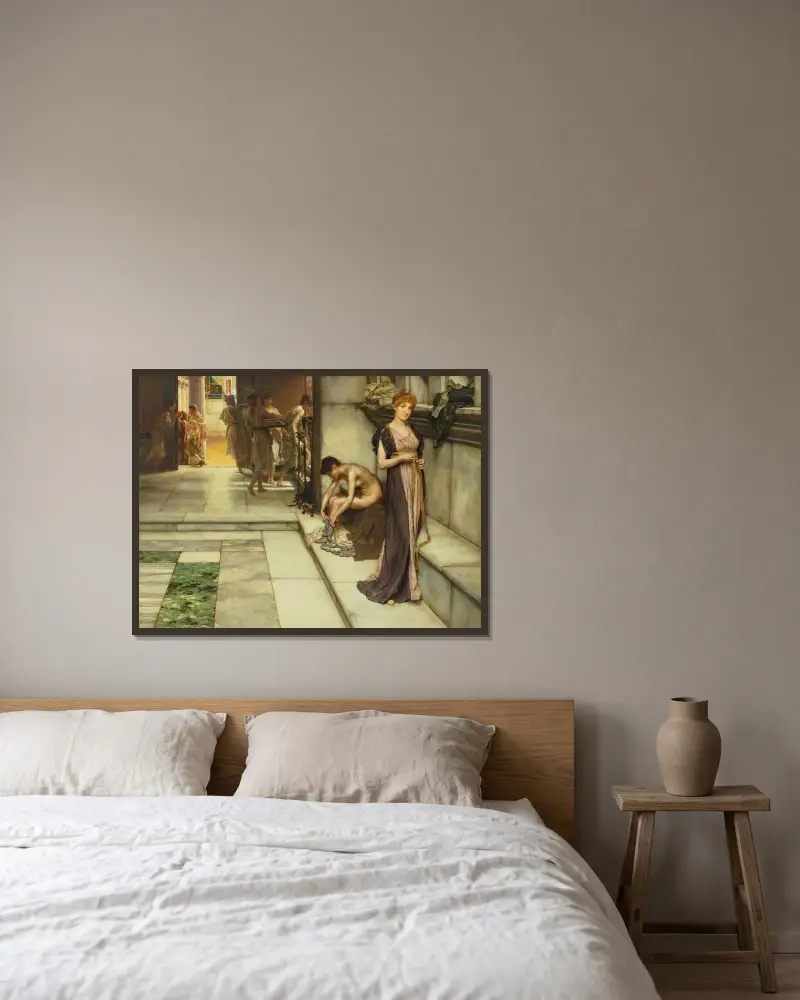 Ein Apodyterium von Lawrence Alma-Tadema gerahmt an einer Wand
