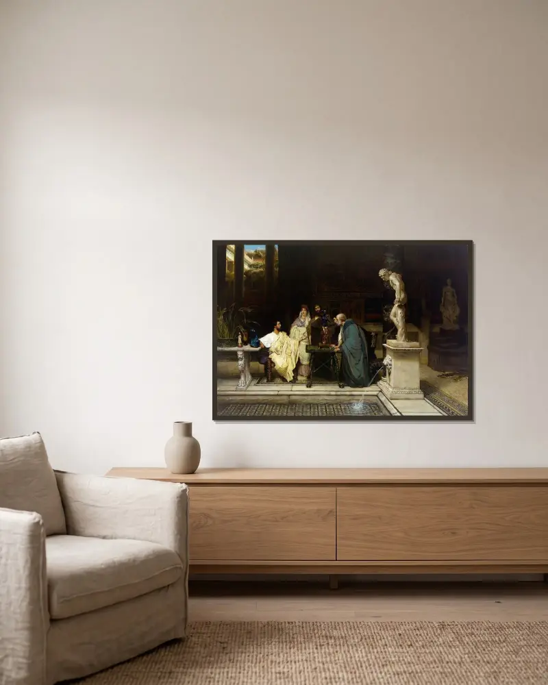 An Art Lover av Lawrence Alma-Tadema inramad på en vägg