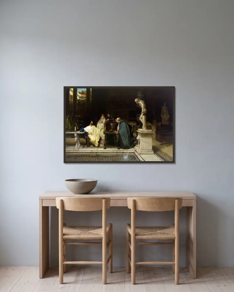 An Art Lover av Lawrence Alma-Tadema inramad på en vägg