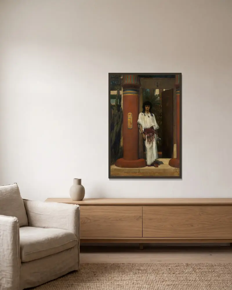 En egyptier i en dörröppning av Lawrence Alma-Tadema inramad på en vägg