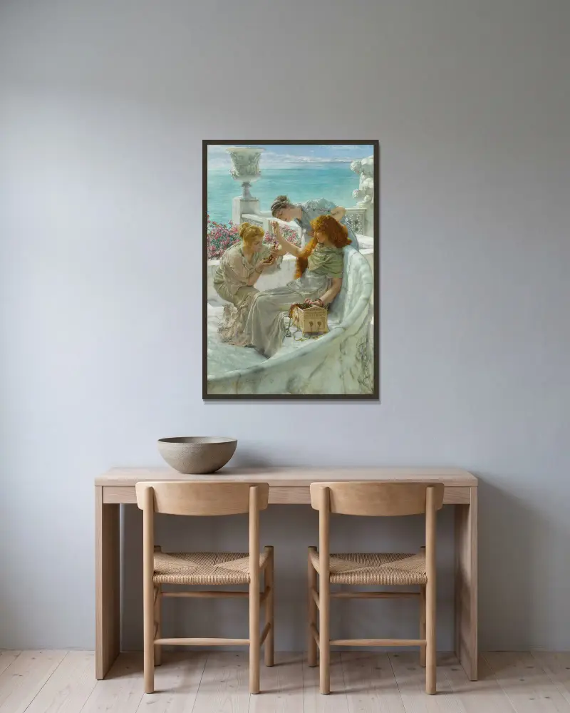 Fortune’s Favourite av Lawrence Alma-Tadema inramad på en vägg