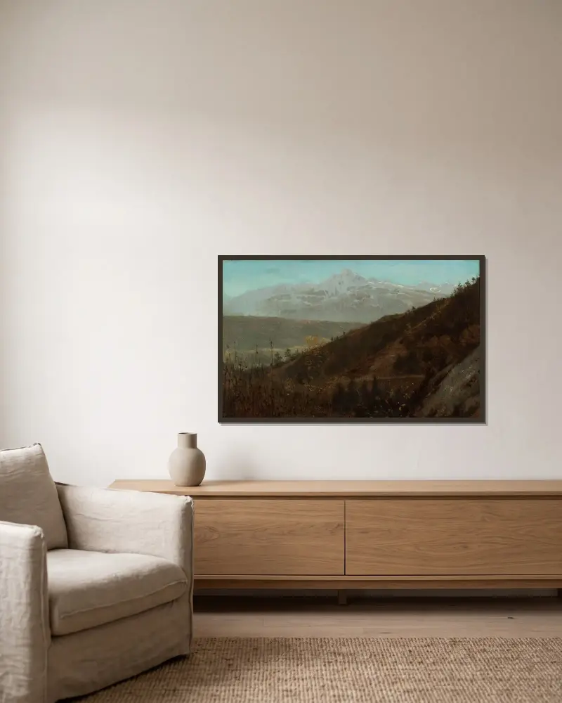 Horská krajina, Lawrence Alma-Tadema v rámu na stěně