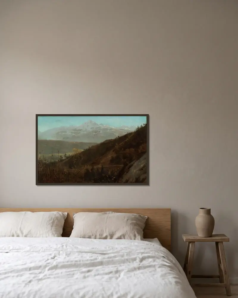 Horská krajina, Lawrence Alma-Tadema v rámu na stěně