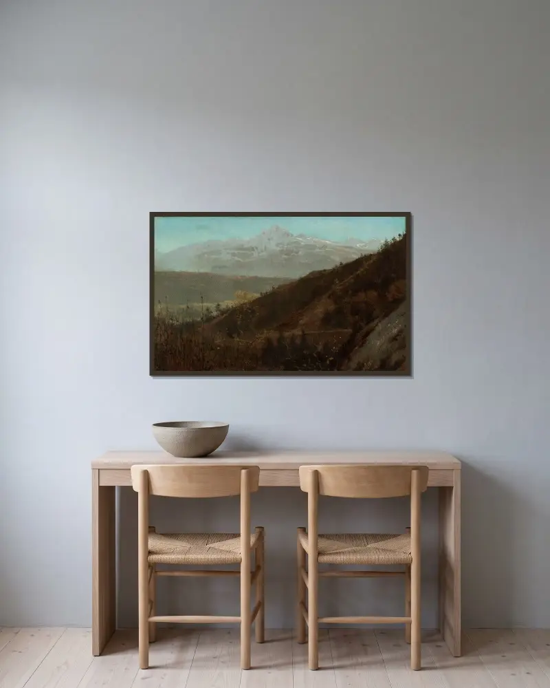 Horská krajina, Lawrence Alma-Tadema v rámu na stěně