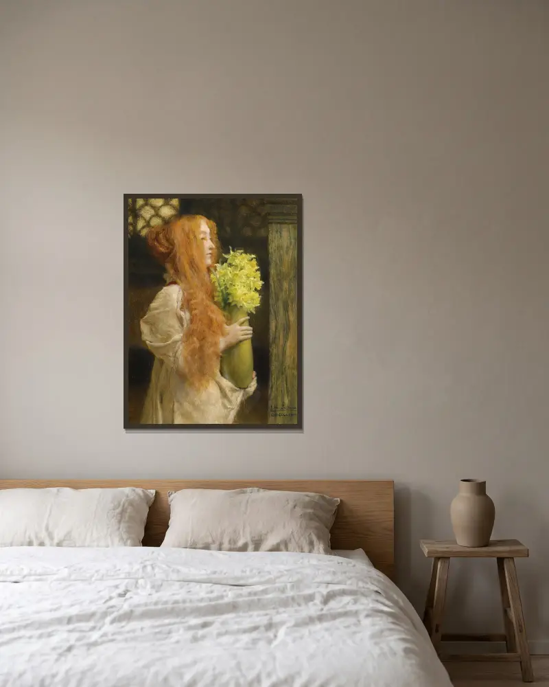Jarní květiny, Lawrence Alma-Tadema v rámu na stěně
