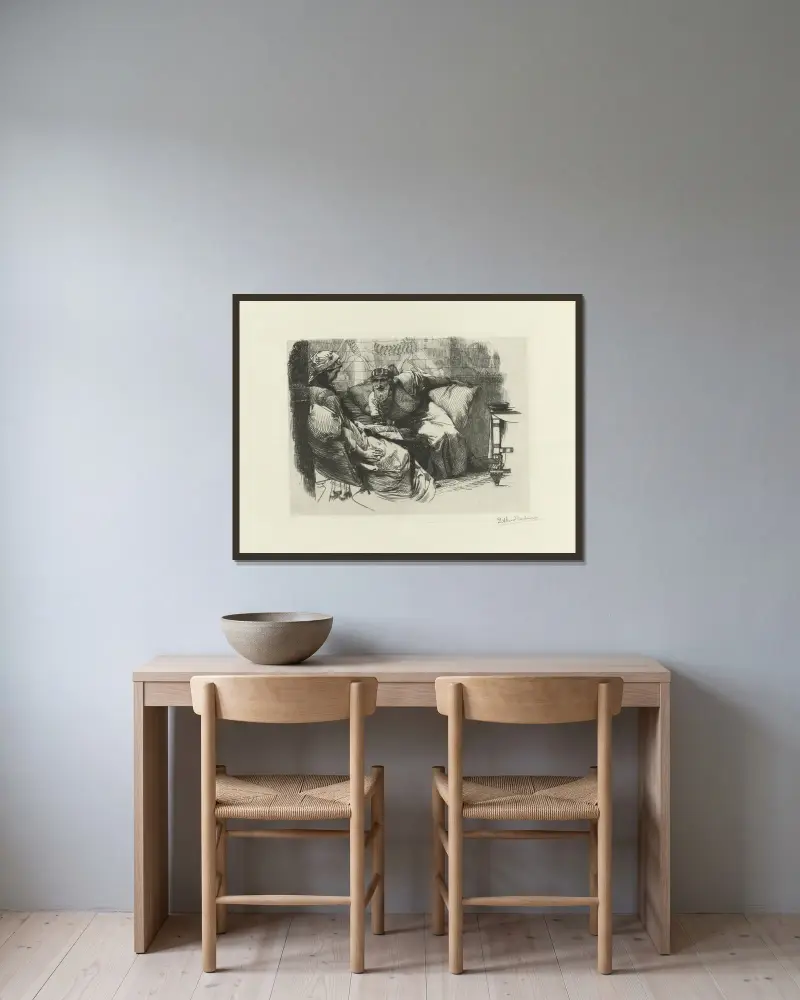 Dva Peršané, Lawrence Alma-Tadema v rámu na stěně