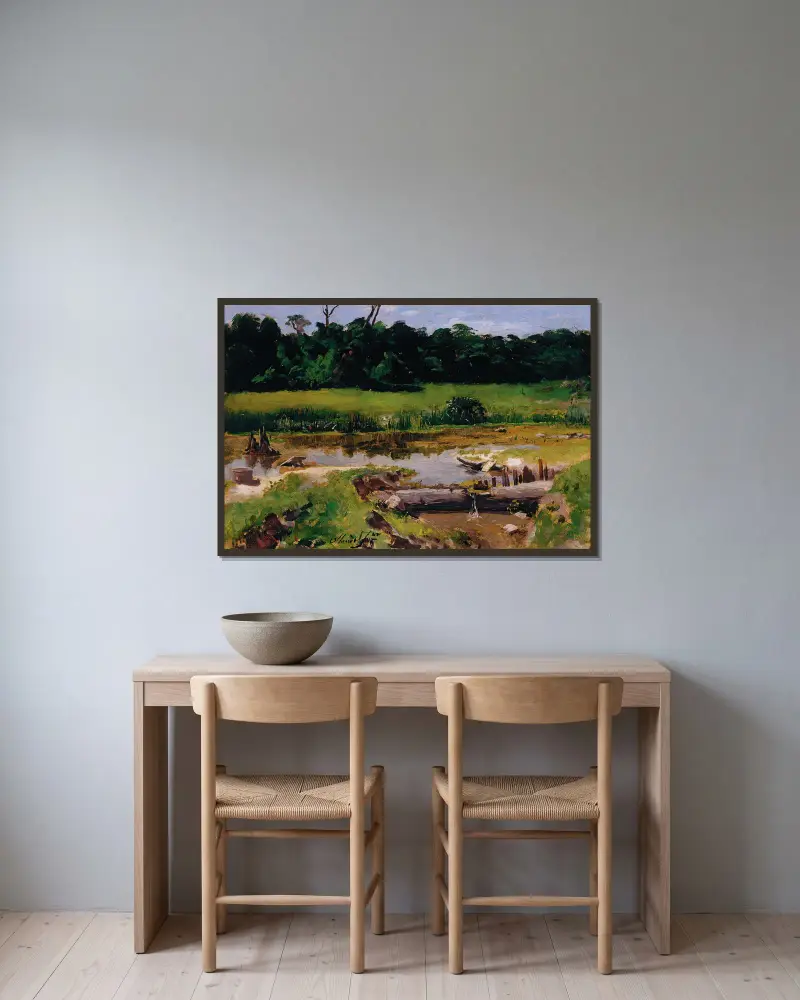 Flusslandschaft von Almeida Júnior gerahmt an einer Wand