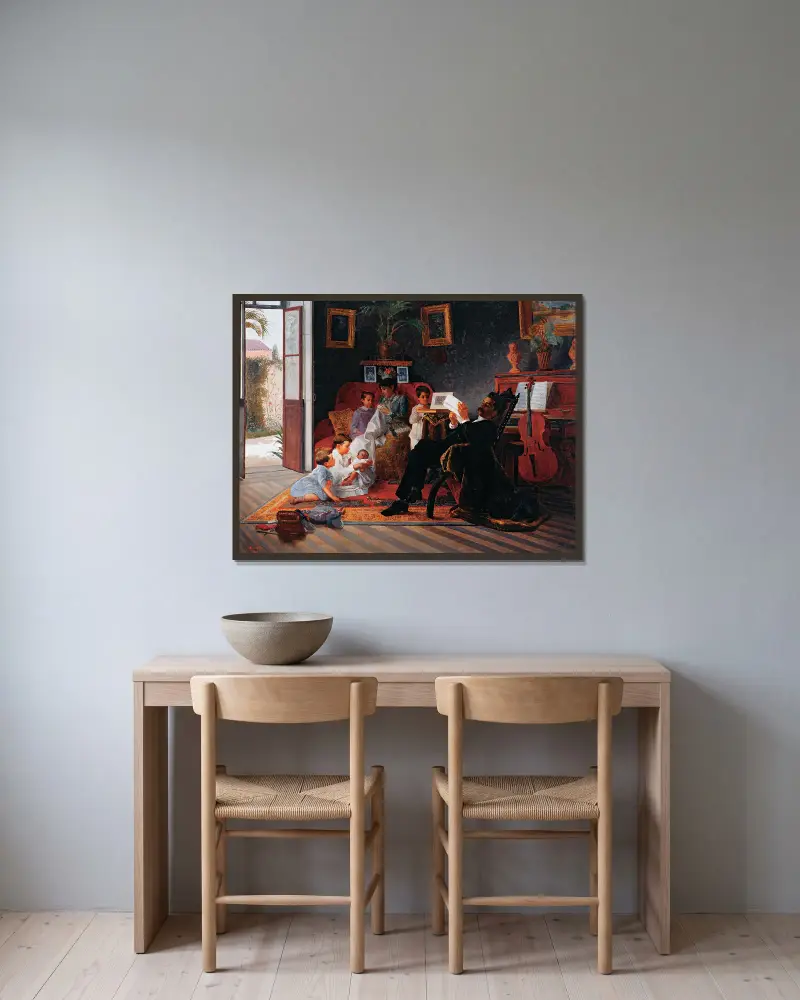 Scene Of Adolfo Pinto’S Family av Almeida Júnior inramad på en vägg