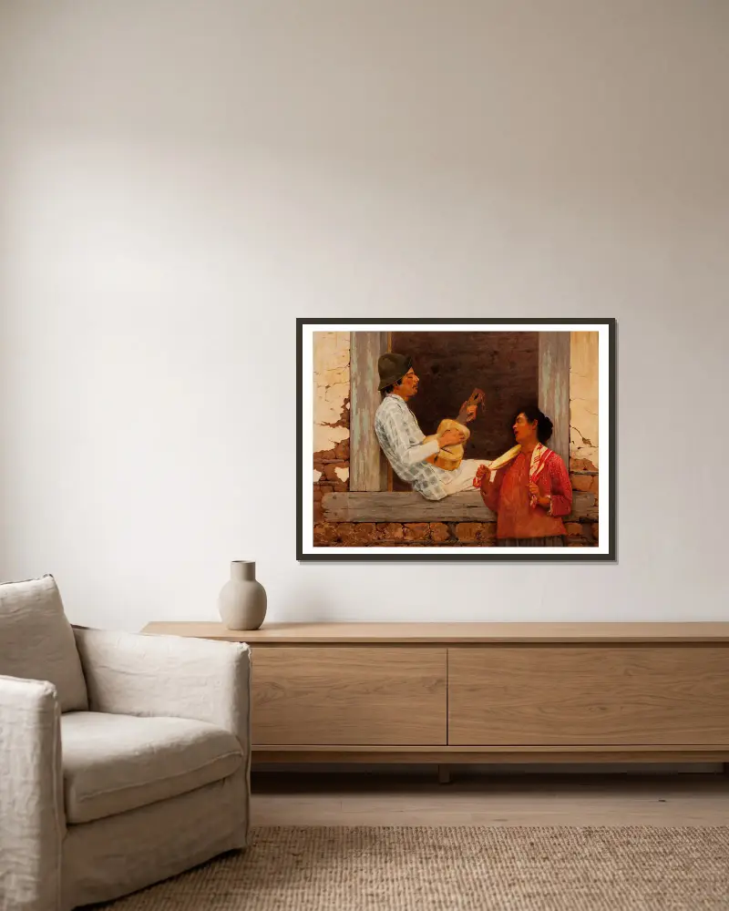 Der Gitarrist von Almeida Júnior gerahmt an einer Wand