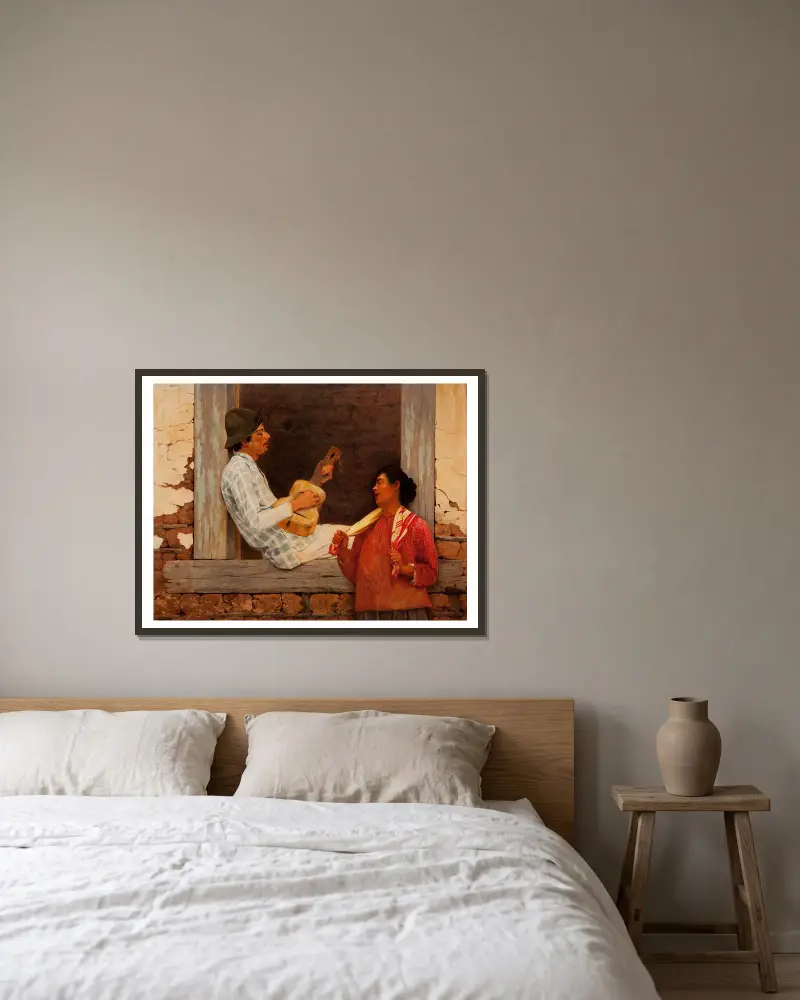 Der Gitarrist von Almeida Júnior gerahmt an einer Wand