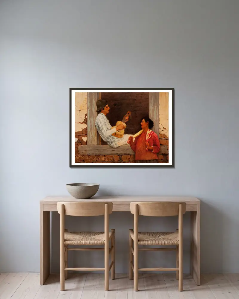 Der Gitarrist von Almeida Júnior gerahmt an einer Wand