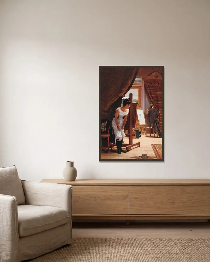 Die Ungelegene von Almeida Júnior gerahmt an einer Wand