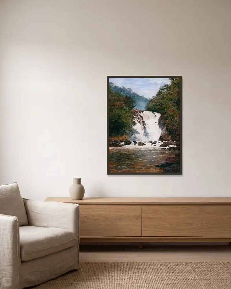 Wasserfall von Votorantim von Almeida Júnior gerahmt an einer Wand