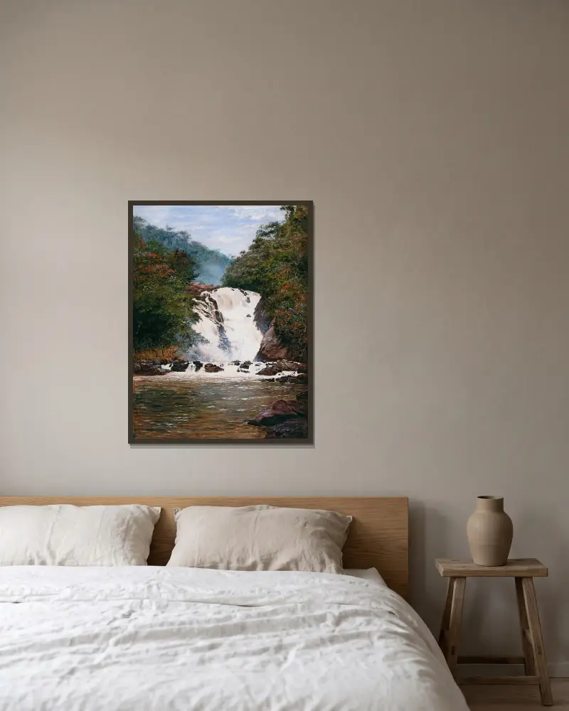 Wasserfall von Votorantim von Almeida Júnior gerahmt an einer Wand