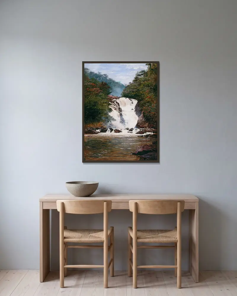 Wasserfall von Votorantim von Almeida Júnior gerahmt an einer Wand