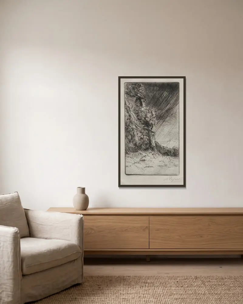 Ein Windstoß von Alphonse Legros gerahmt an einer Wand