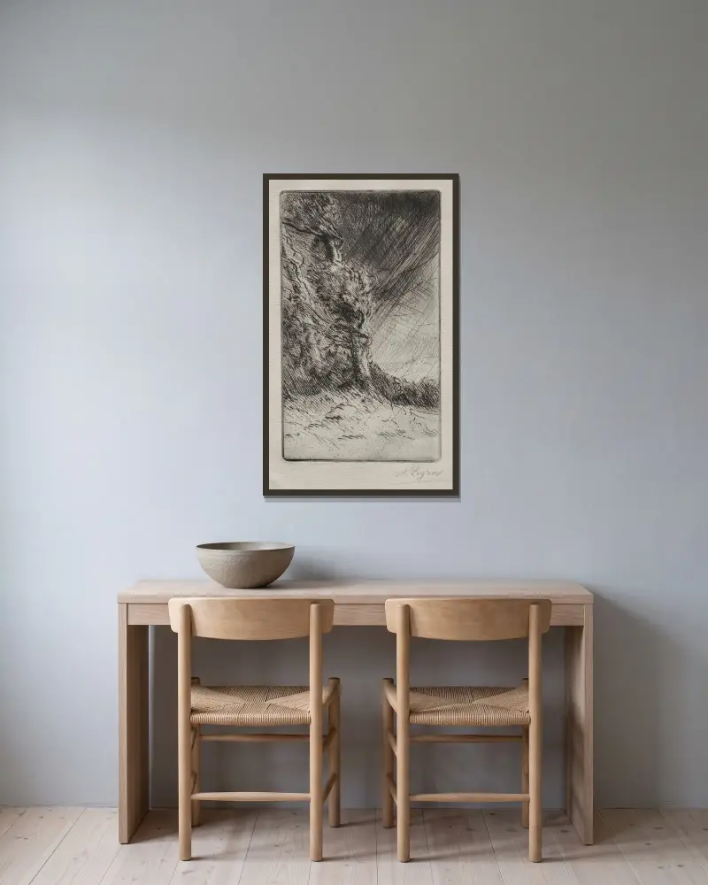 Ein Windstoß von Alphonse Legros gerahmt an einer Wand