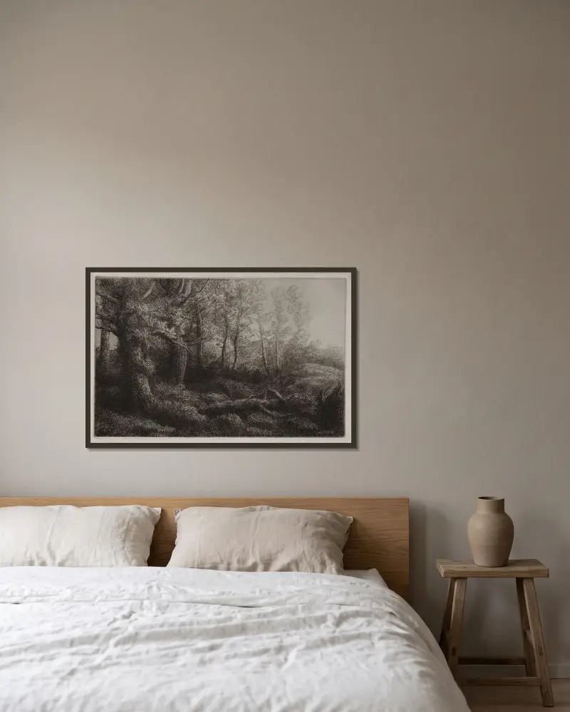 Eine Waldstudie von Alphonse Legros gerahmt an einer Wand