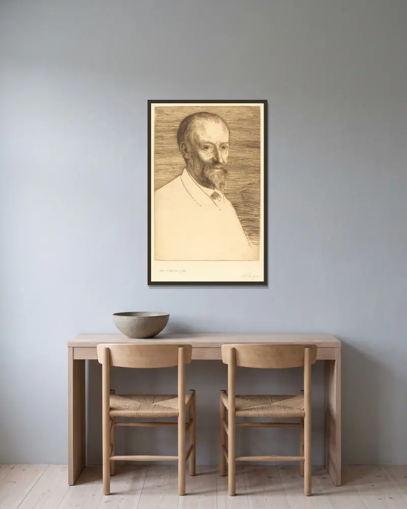 Auguste Poulet-Malassis, 2nd plate av Alphonse Legros inramad på en vägg