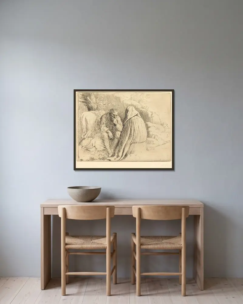 Bohemiskt läger av Alphonse Legros inramad på en vägg