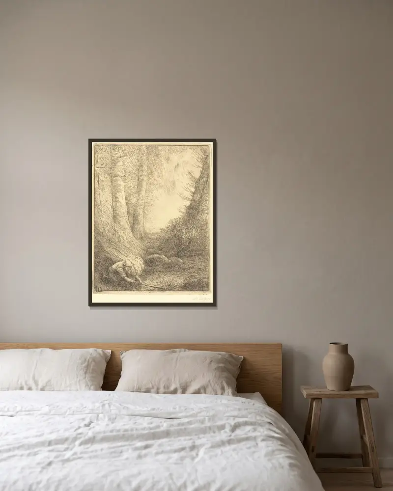 Das Grasverbrennen von Alphonse Legros gerahmt an einer Wand