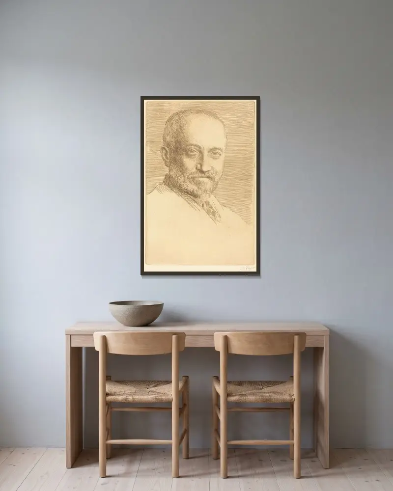 C.J. Knowles, 2. Platte von Alphonse Legros gerahmt an einer Wand