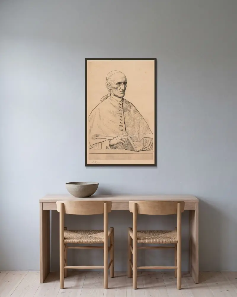 Cardinal Manning av Alphonse Legros inramad på en vägg