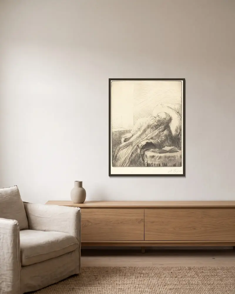 Der Genesende von Alphonse Legros gerahmt an einer Wand