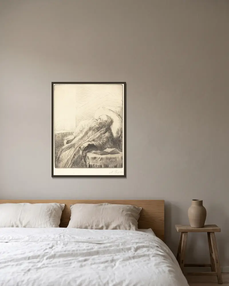 Der Genesende von Alphonse Legros gerahmt an einer Wand