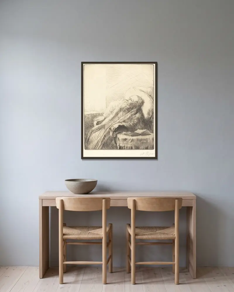 Der Genesende von Alphonse Legros gerahmt an einer Wand