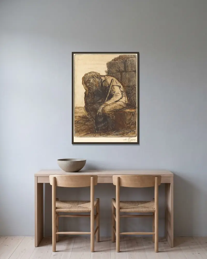 Den förtvivlade mannen av Alphonse Legros inramad på en vägg