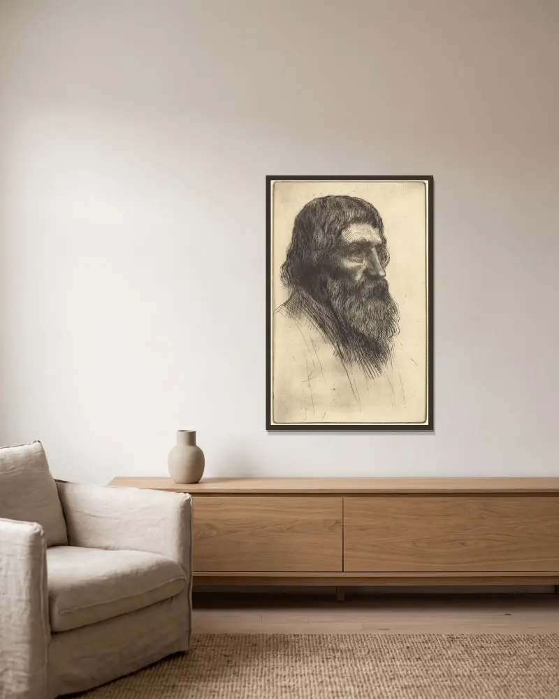Engelsk bonde av Alphonse Legros inramad på en vägg