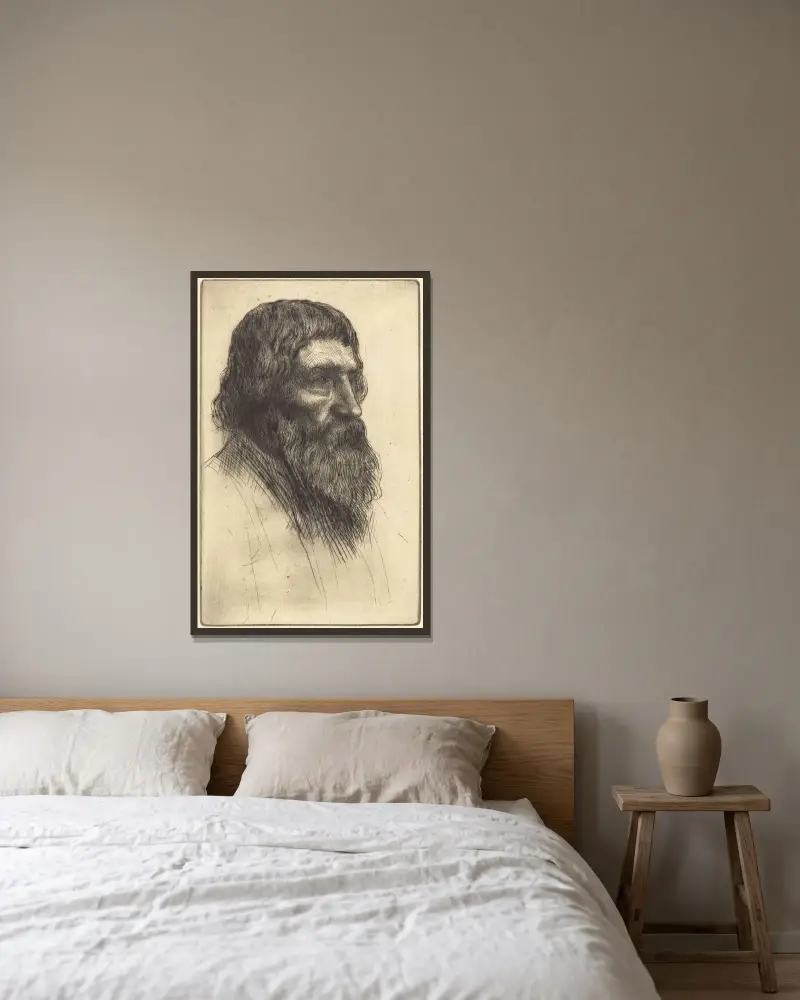 Engelsk bonde av Alphonse Legros inramad på en vägg