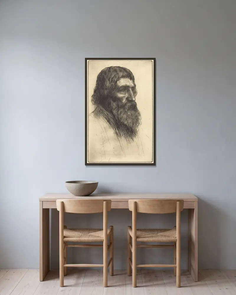 Engelsk bonde av Alphonse Legros inramad på en vägg