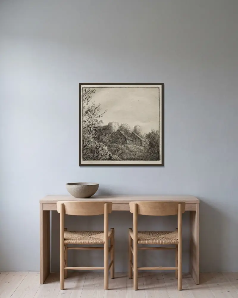 Gården vid Valoux av Alphonse Legros inramad på en vägg
