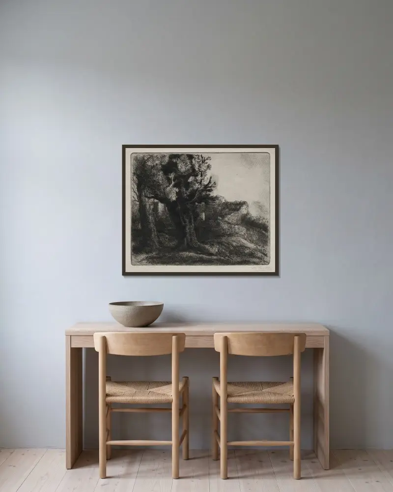 Bland ruinerna av Alphonse Legros inramad på en vägg