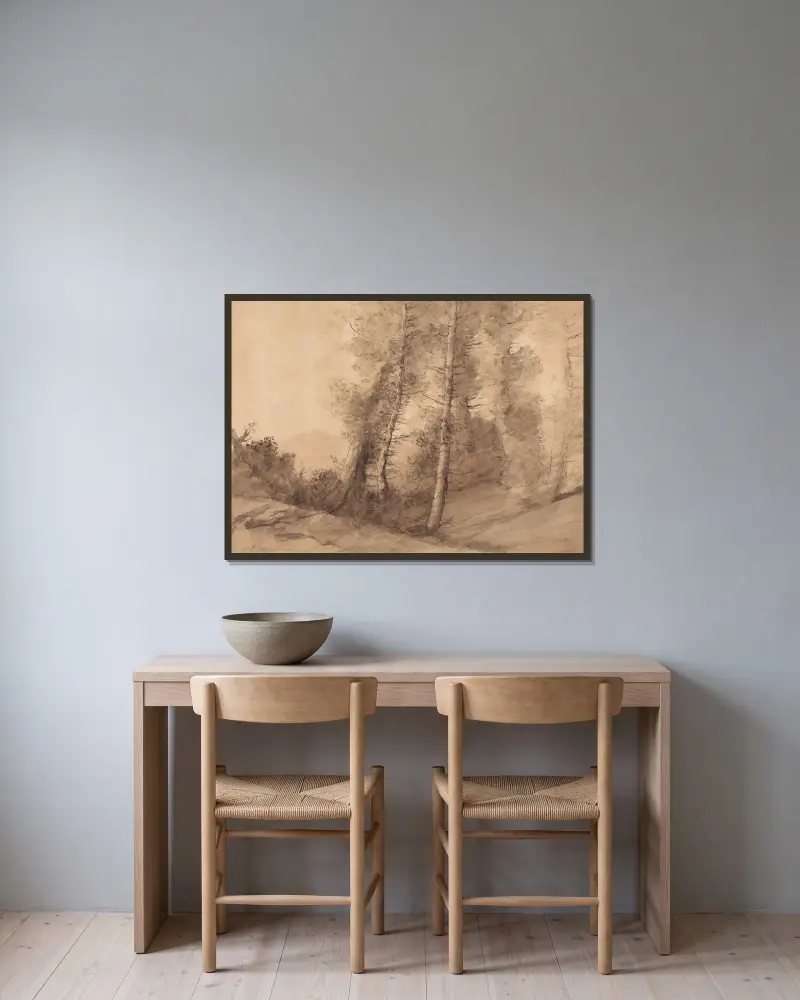 I skogsbrynet av Alphonse Legros inramad på en vägg