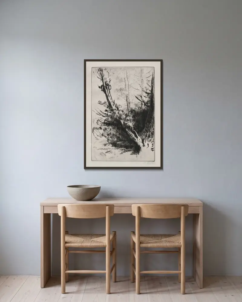 I skogen av Alphonse Legros inramad på en vägg