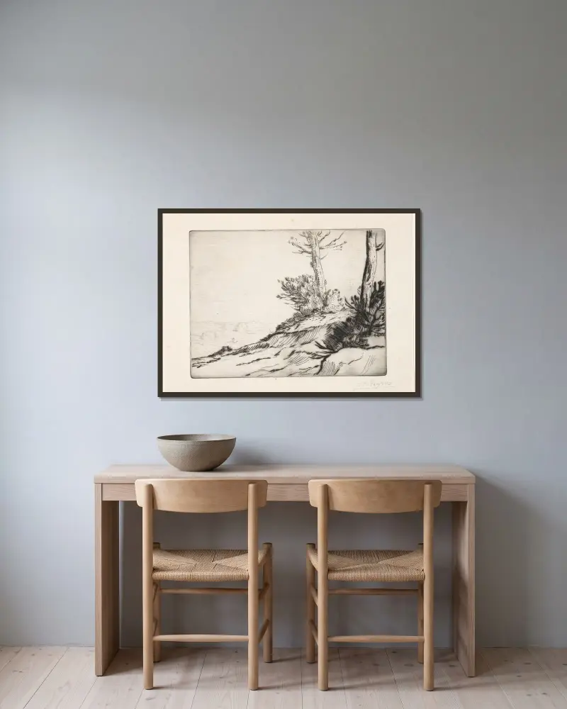 Snårbacken av Alphonse Legros inramad på en vägg