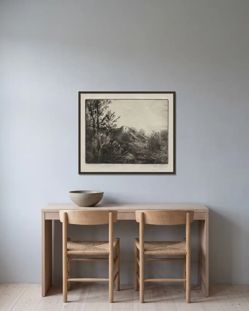 Gården Valoux av Alphonse Legros inramad på en vägg