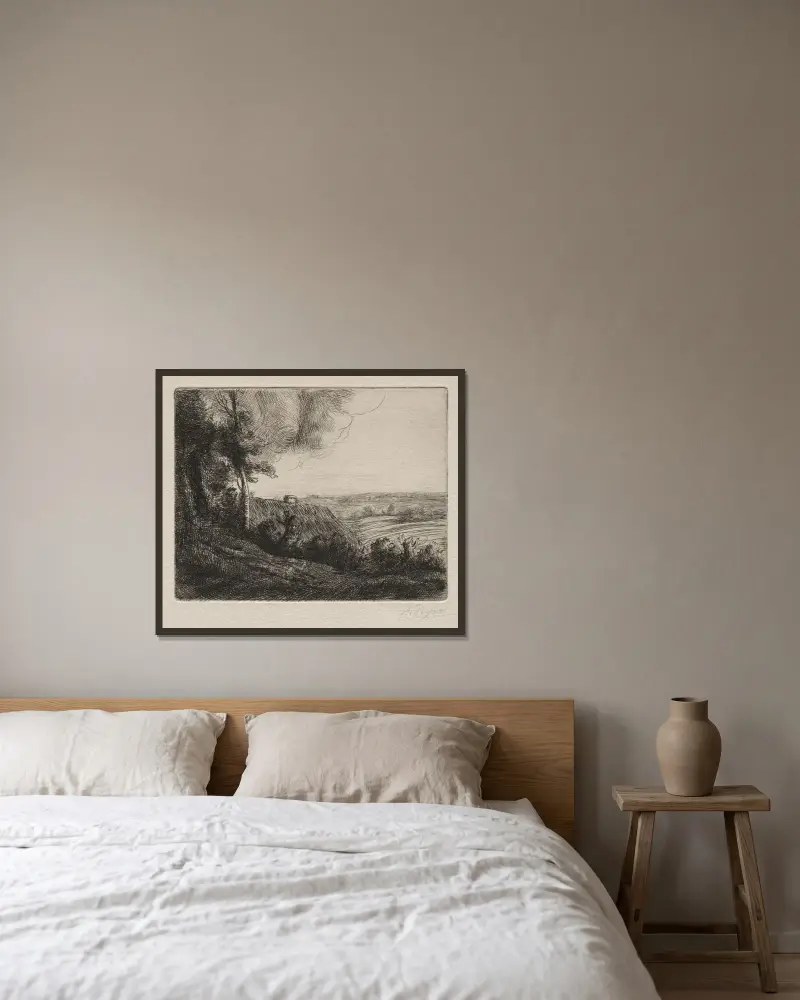 Landscape 2 av Alphonse Legros inramad på en vägg