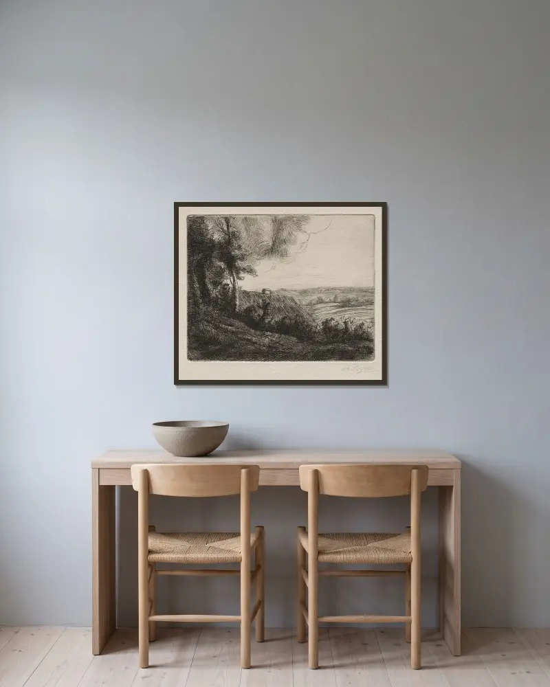 Landscape 2 av Alphonse Legros inramad på en vägg