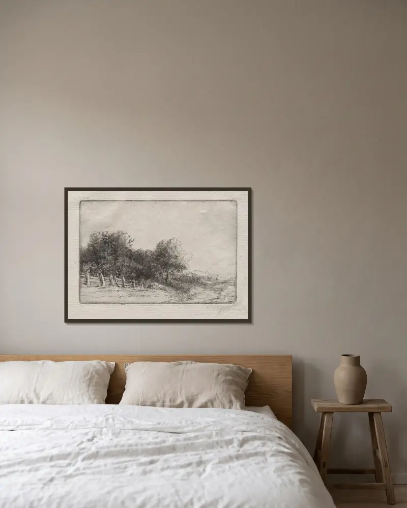Landskap 7 av Alphonse Legros inramad på en vägg