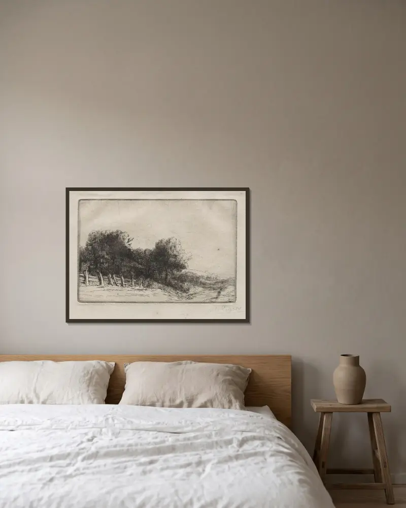 Landskap 8 av Alphonse Legros inramad på en vägg