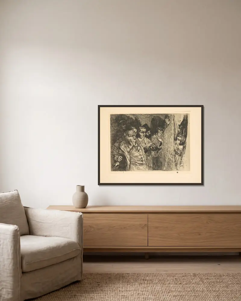 Der schwarze Kater von Alphonse Legros gerahmt an einer Wand