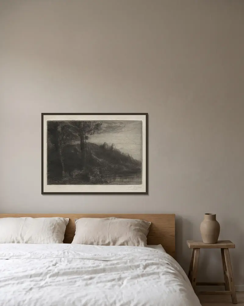 Die kleine Brücke von Alphonse Legros gerahmt an einer Wand