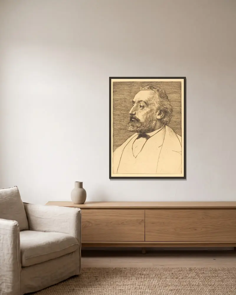 Léon Gambetta, zweite Platte von Alphonse Legros gerahmt an einer Wand